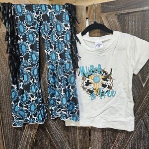 NWT Wild & Free Graphic Tee and Fringe Squash Blossom Pants Set